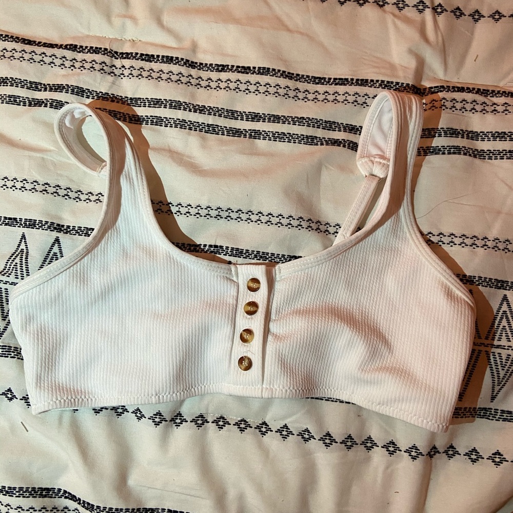 White ribbed Bikini top